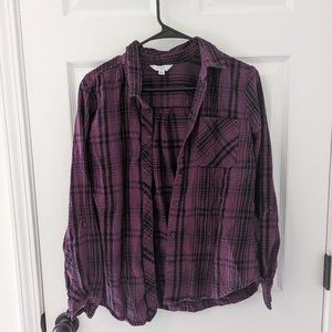 Women's Purple Flannel Button-Down